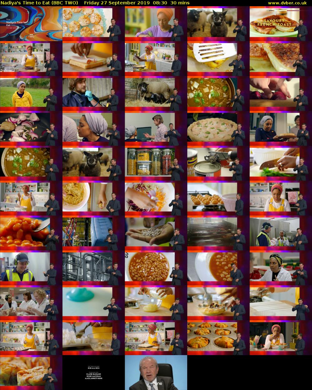 Nadiya's Time to Eat (BBC TWO) Friday 27 September 2019 08:30 - 09:00