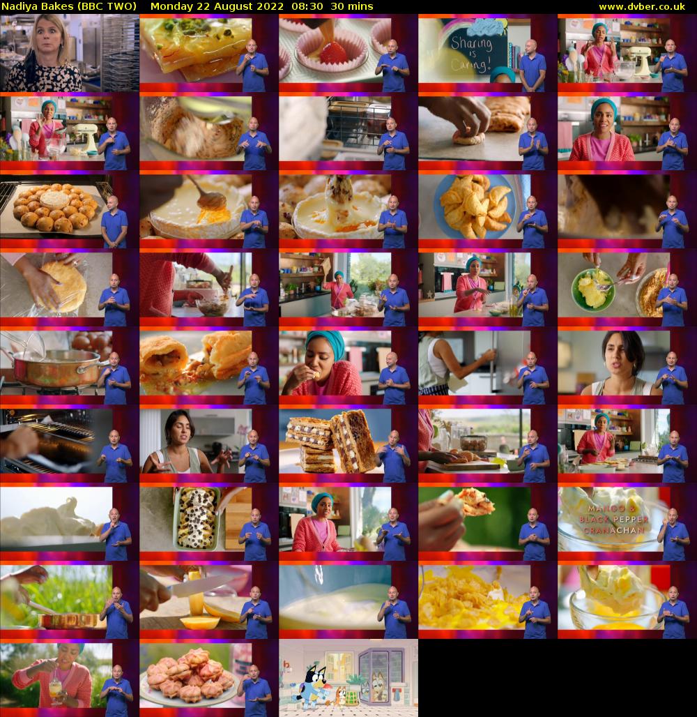 Nadiya Bakes (BBC TWO) Monday 22 August 2022 08:30 - 09:00