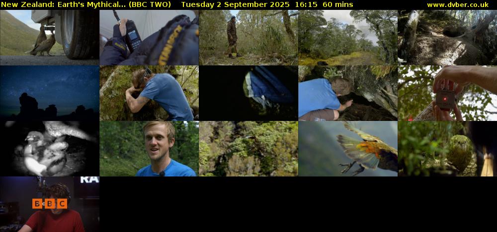 New Zealand: Earth's Mythical... (BBC TWO) Tuesday 2 September 2025 16:15 - 17:15