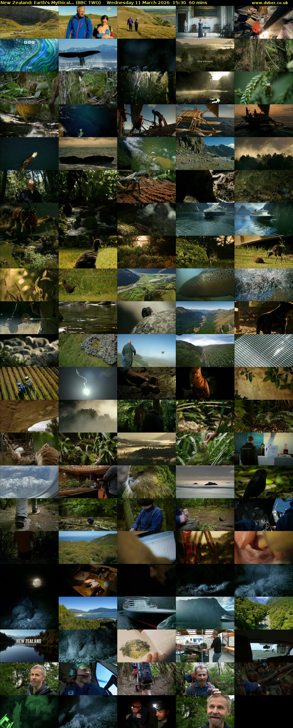 New Zealand: Earth's Mythical... (BBC TWO) Wednesday 11 March 2026 15:30 - 16:30