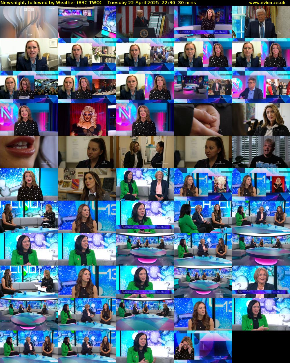 Newsnight, followed by Weather (BBC TWO) Tuesday 22 April 2025 22:30 - 23:00