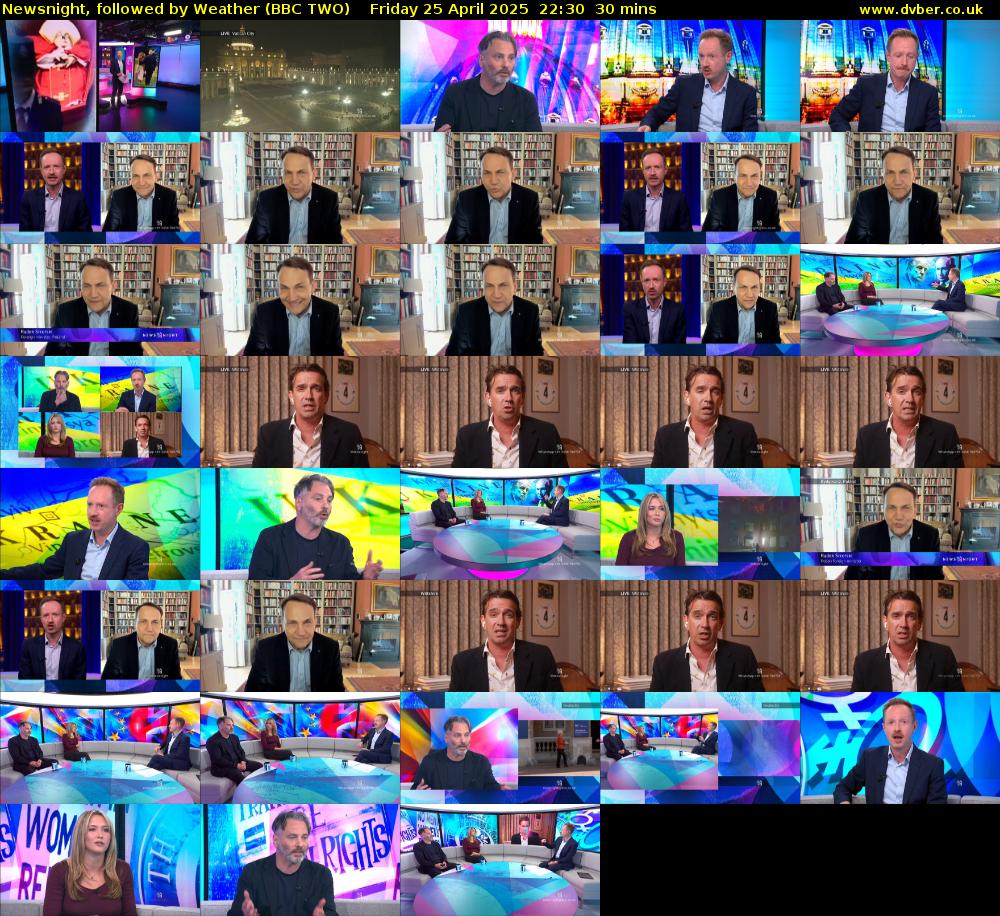 Newsnight, followed by Weather (BBC TWO) Friday 25 April 2025 22:30 - 23:00