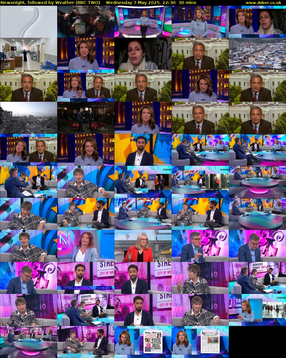 Newsnight, followed by Weather (BBC TWO) Wednesday 7 May 2025 22:30 - 23:00
