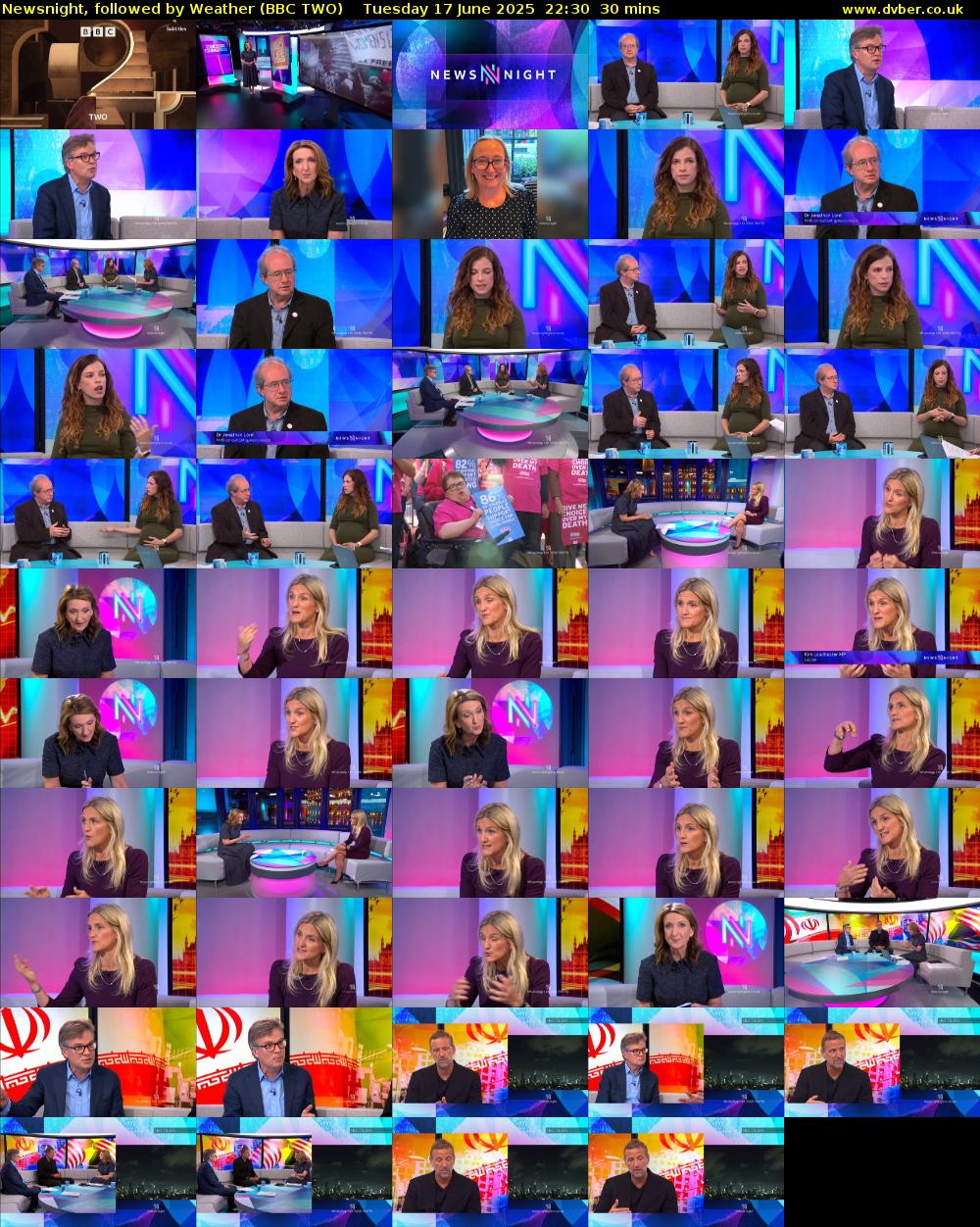 Newsnight, followed by Weather (BBC TWO) Tuesday 17 June 2025 22:30 - 23:00