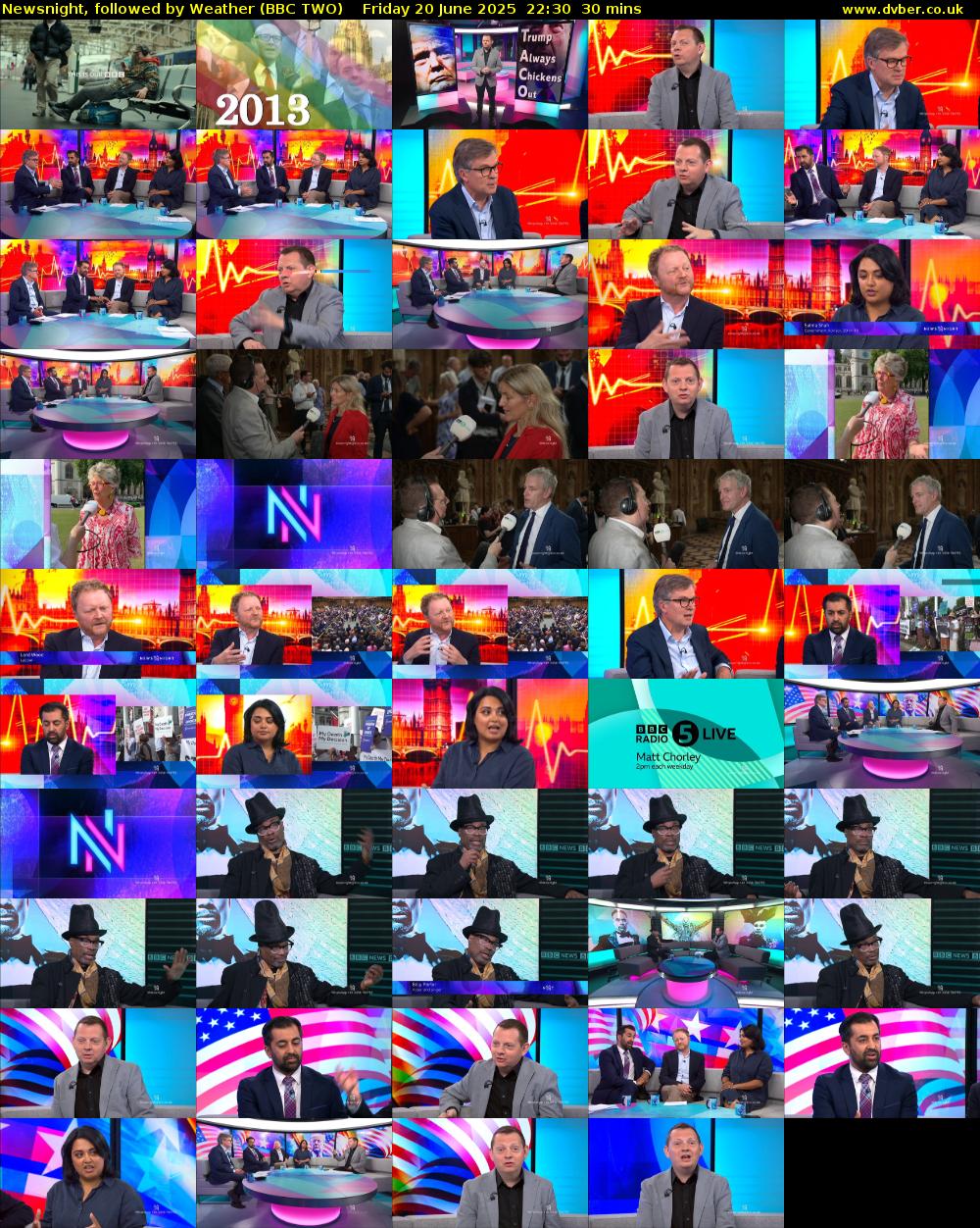 Newsnight, followed by Weather (BBC TWO) Friday 20 June 2025 22:30 - 23:00