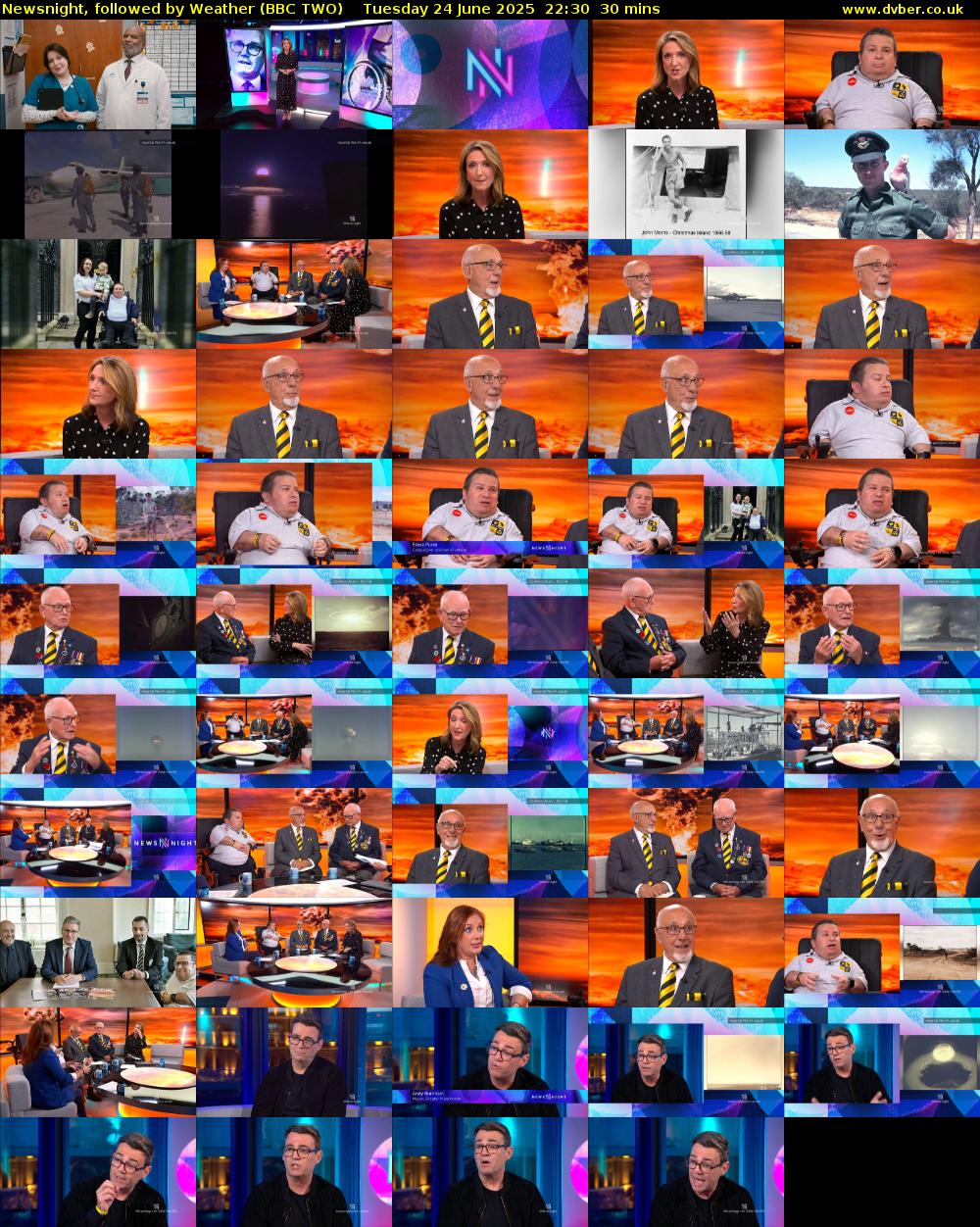 Newsnight, followed by Weather (BBC TWO) Tuesday 24 June 2025 22:30 - 23:00
