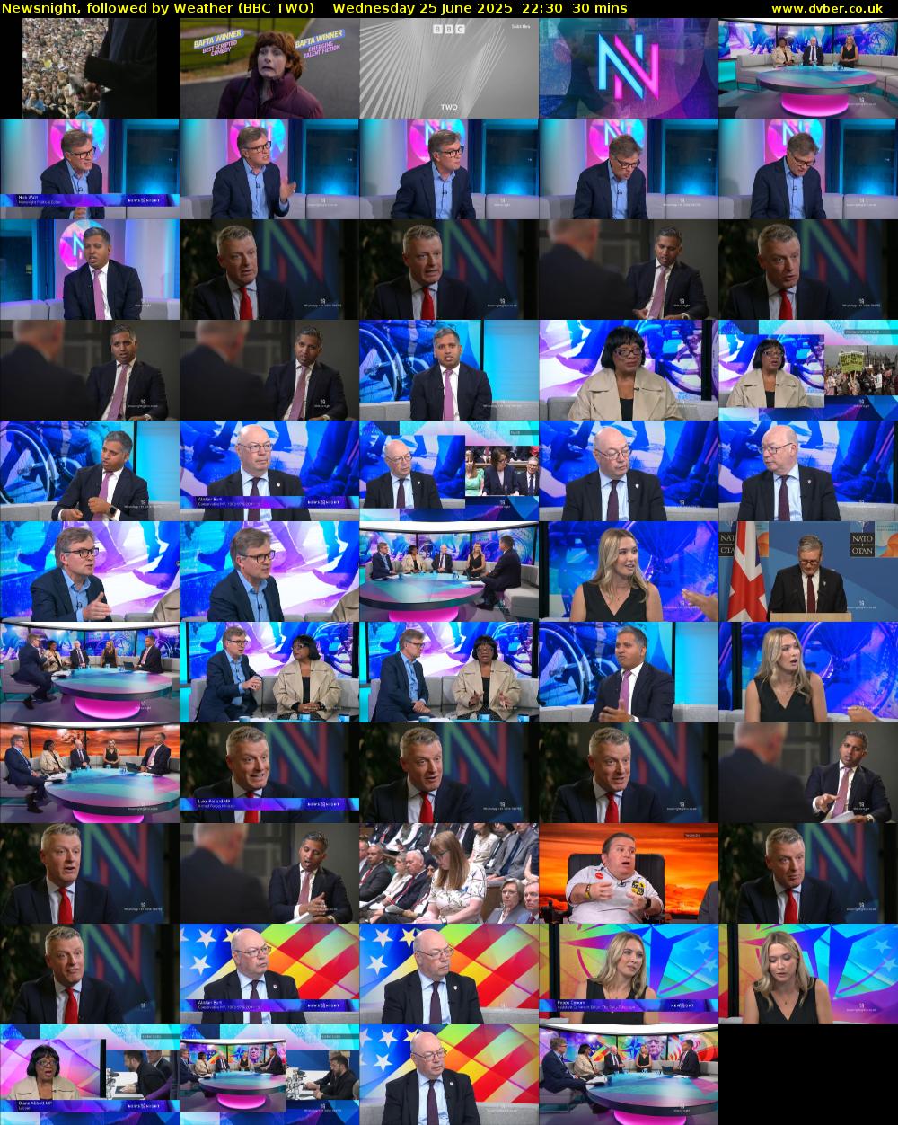 Newsnight, followed by Weather (BBC TWO) Wednesday 25 June 2025 22:30 - 23:00