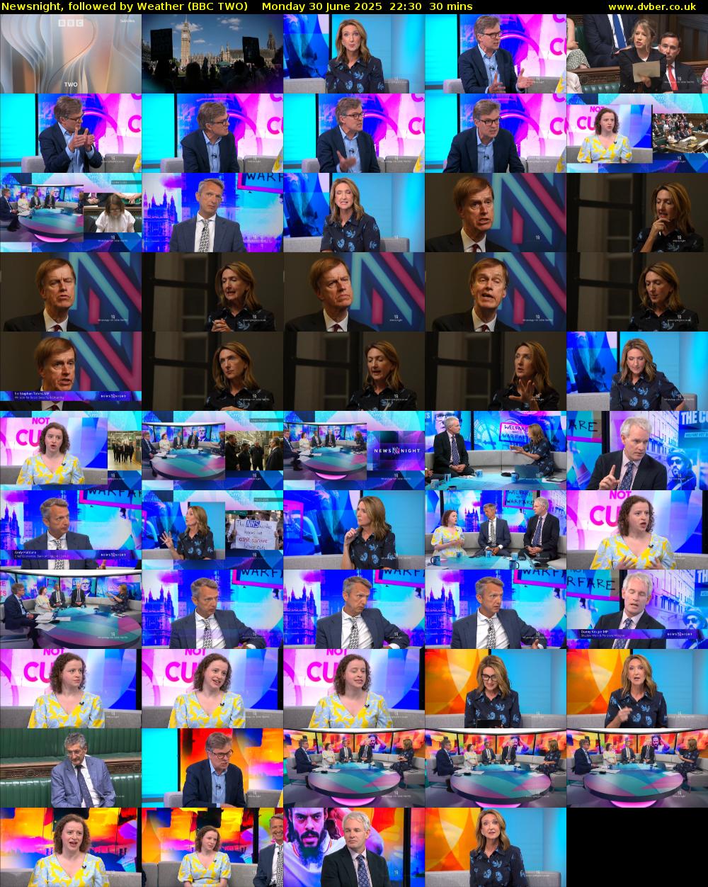 Newsnight, followed by Weather (BBC TWO) Monday 30 June 2025 22:30 - 23:00