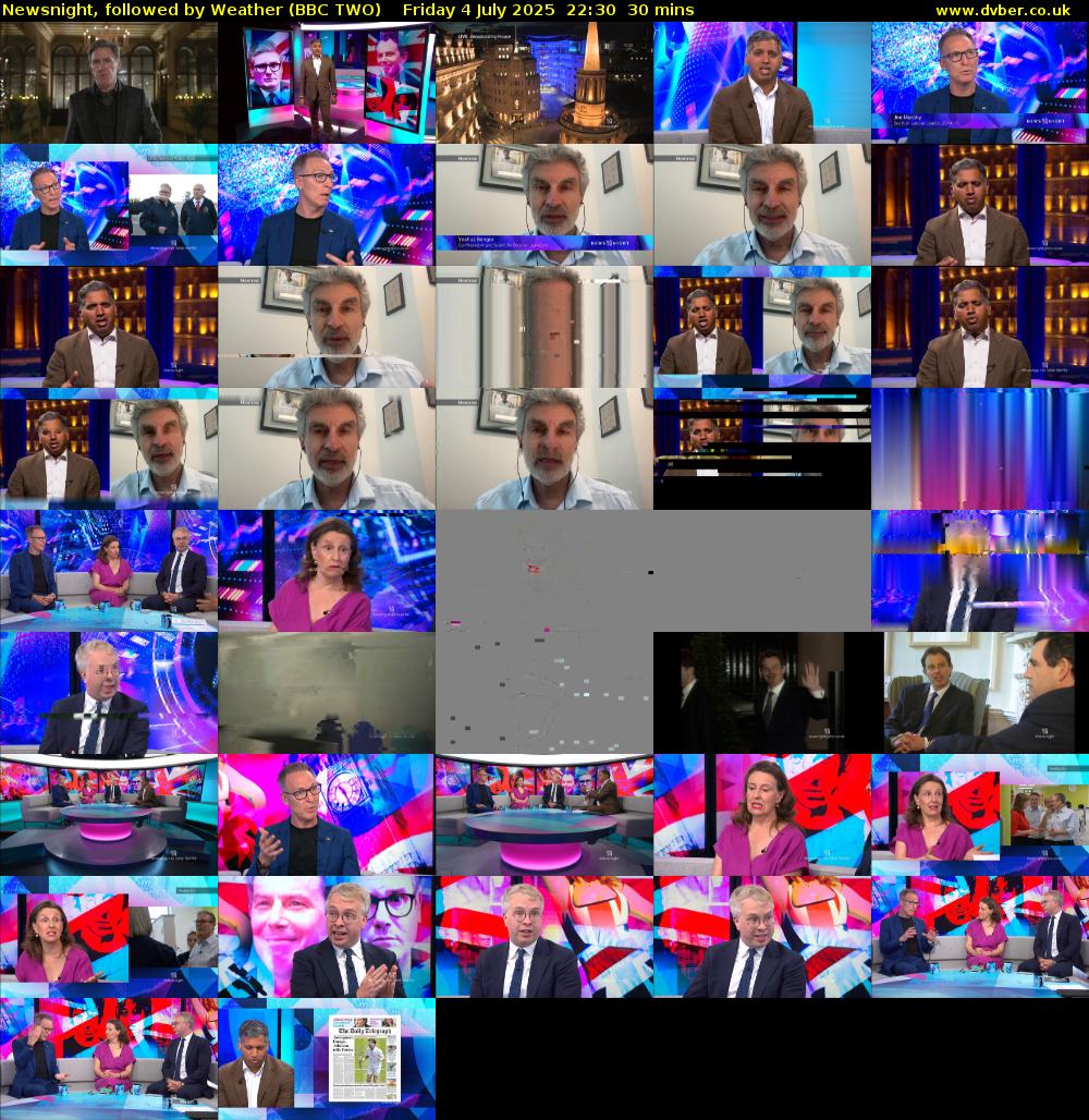 Newsnight, followed by Weather (BBC TWO) Friday 4 July 2025 22:30 - 23:00