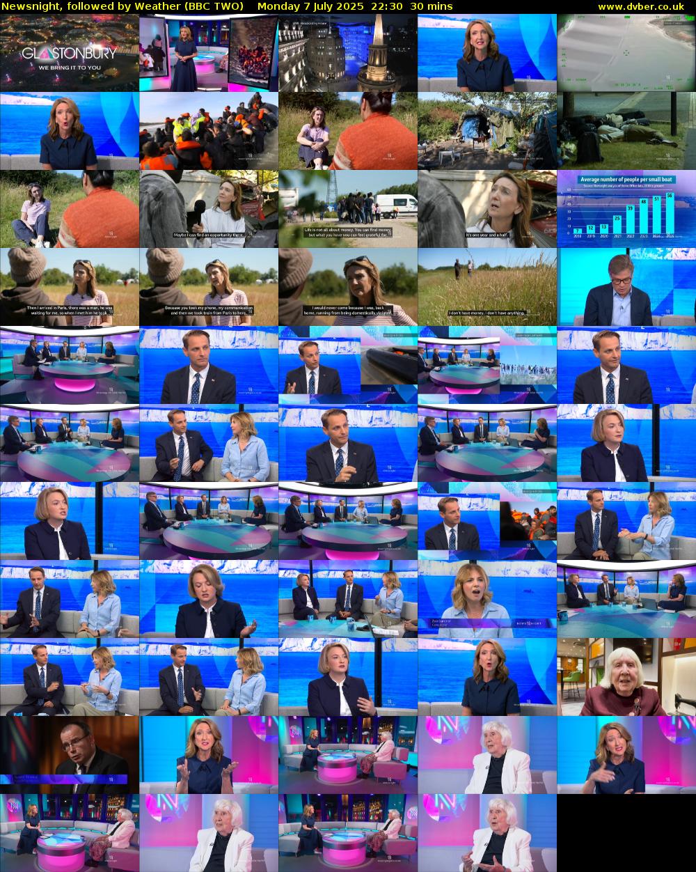 Newsnight, followed by Weather (BBC TWO) Monday 7 July 2025 22:30 - 23:00