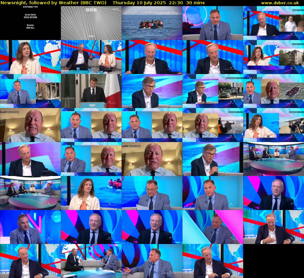 Newsnight, followed by Weather (BBC TWO) Thursday 10 July 2025 22:30 - 23:00