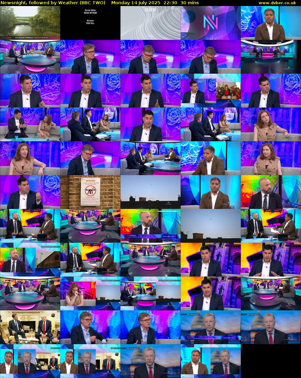Newsnight, followed by Weather (BBC TWO) Monday 14 July 2025 22:30 - 23:00