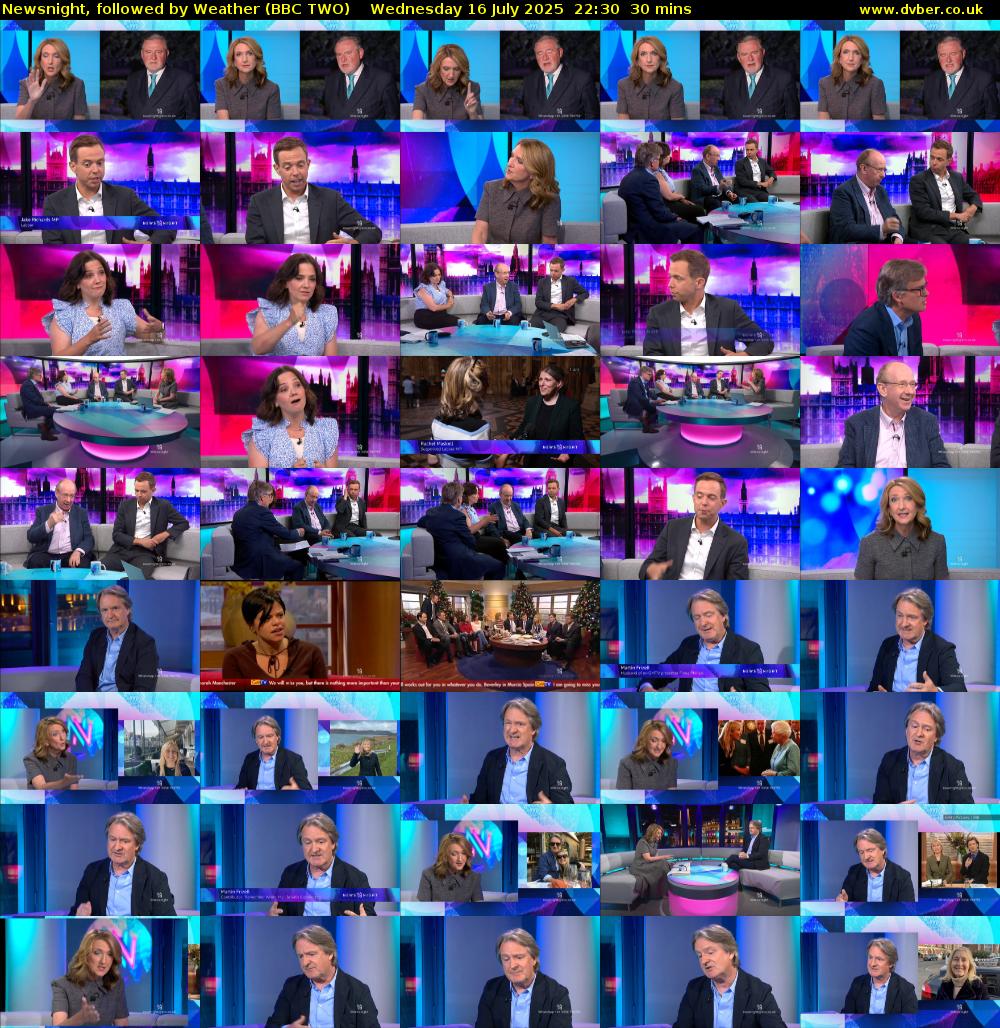 Newsnight, followed by Weather (BBC TWO) Wednesday 16 July 2025 22:30 - 23:00
