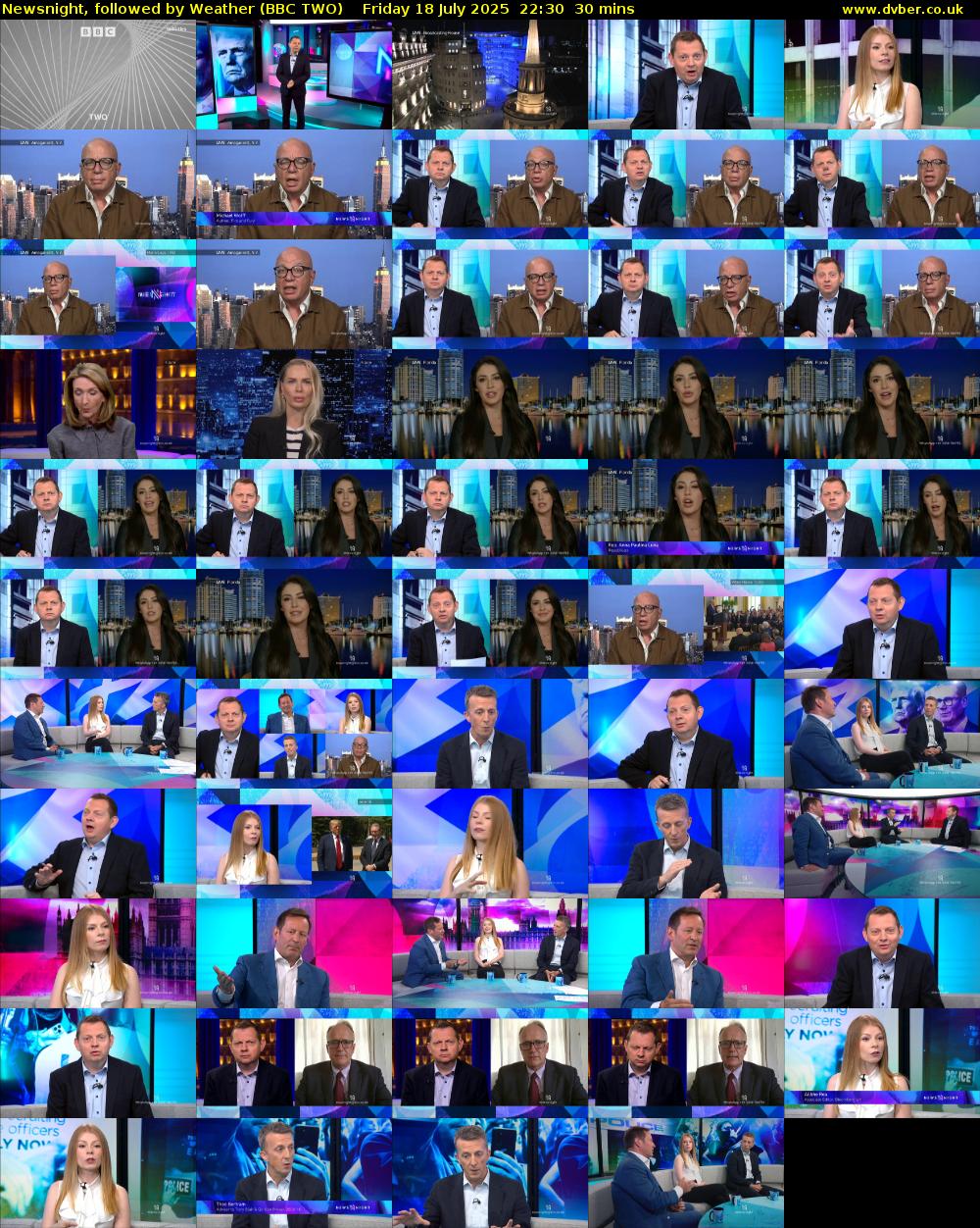 Newsnight, followed by Weather (BBC TWO) Friday 18 July 2025 22:30 - 23:00