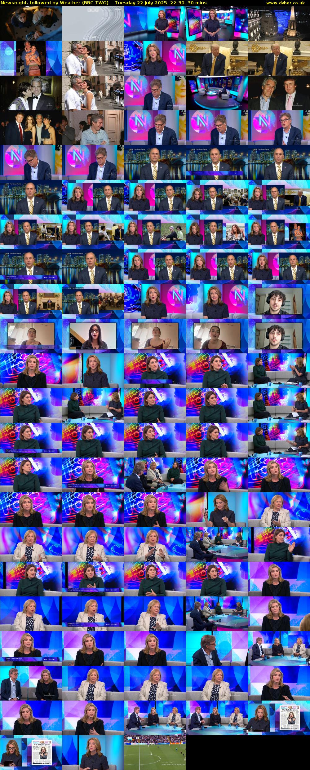 Newsnight, followed by Weather (BBC TWO) Tuesday 22 July 2025 22:30 - 23:00