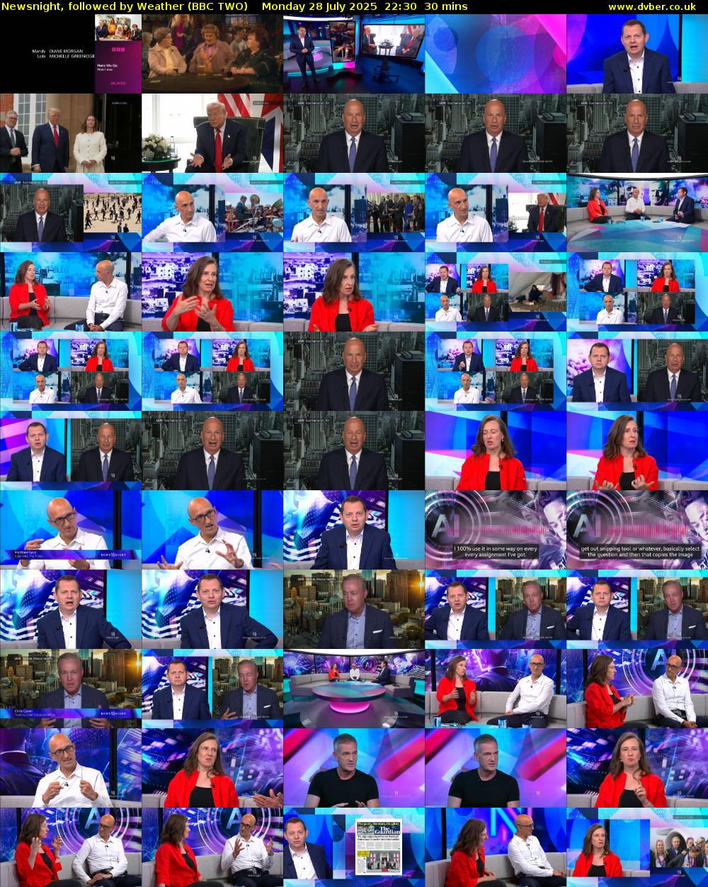 Newsnight, followed by Weather (BBC TWO) Monday 28 July 2025 22:30 - 23:00