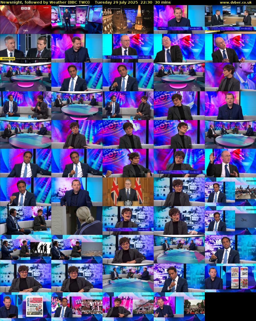 Newsnight, followed by Weather (BBC TWO) Tuesday 29 July 2025 22:30 - 23:00