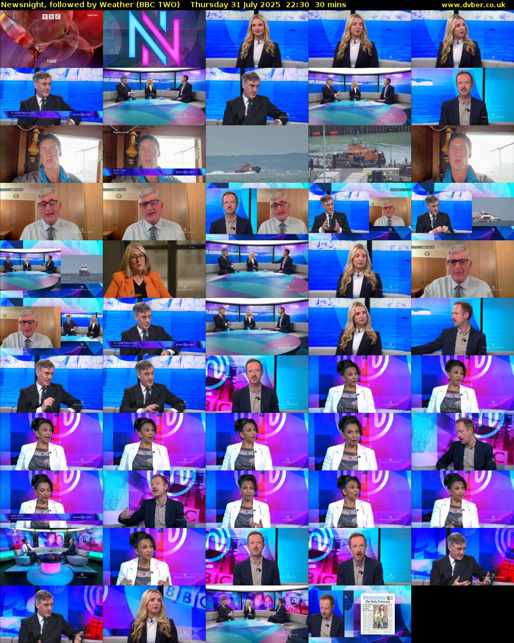 Newsnight, followed by Weather (BBC TWO) Thursday 31 July 2025 22:30 - 23:00
