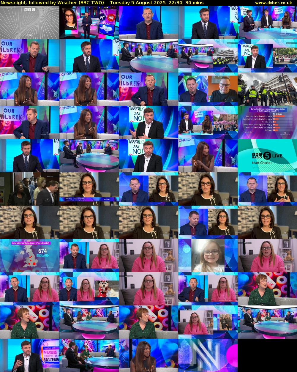 Newsnight, followed by Weather (BBC TWO) Tuesday 5 August 2025 22:30 - 23:00