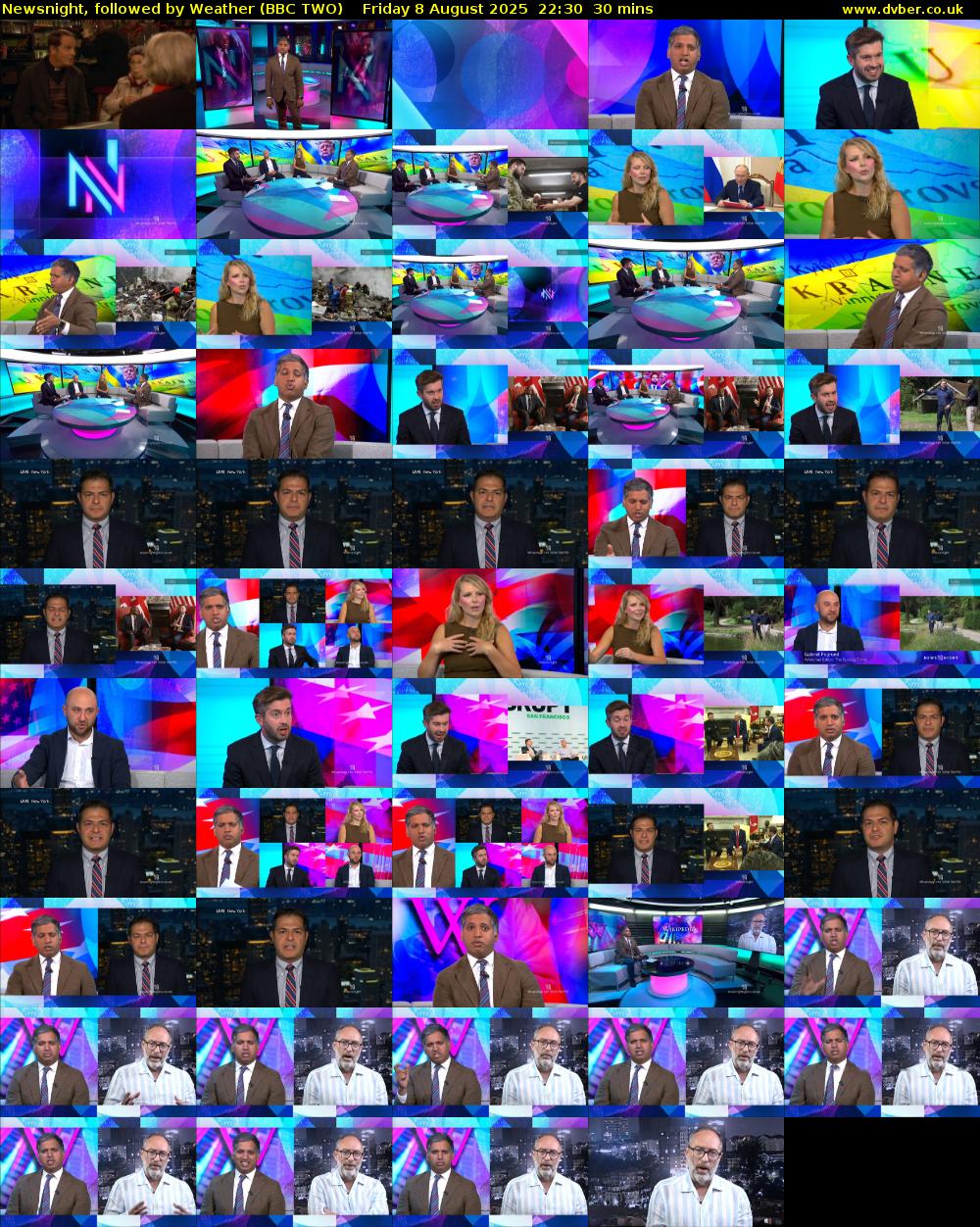 Newsnight, followed by Weather (BBC TWO) Friday 8 August 2025 22:30 - 23:00
