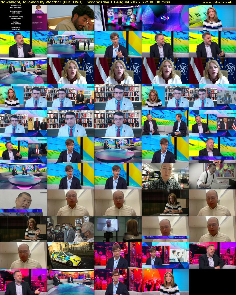 Newsnight, followed by Weather (BBC TWO) Wednesday 13 August 2025 22:30 - 23:00