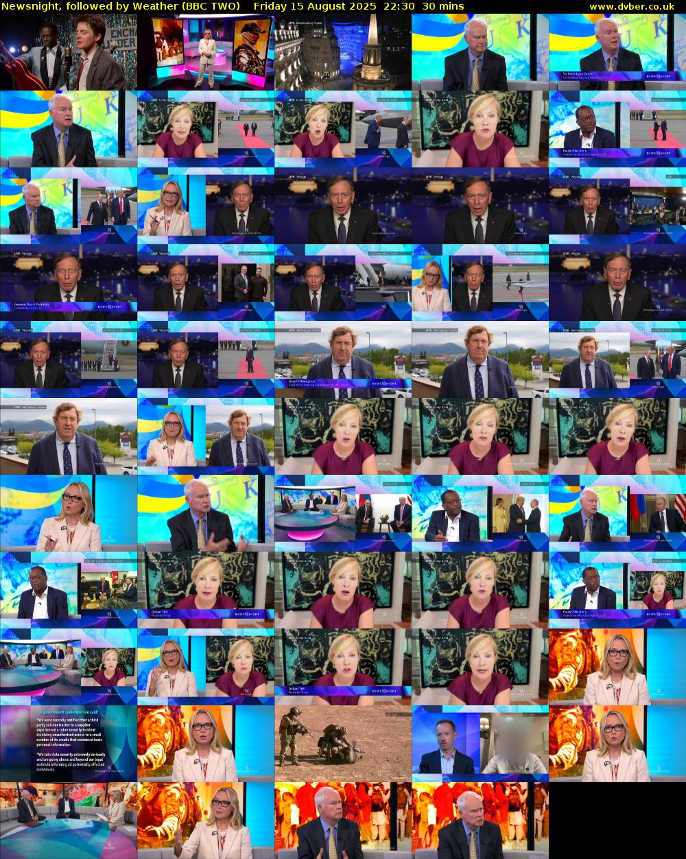 Newsnight, followed by Weather (BBC TWO) Friday 15 August 2025 22:30 - 23:00