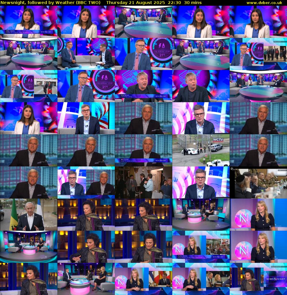 Newsnight, followed by Weather (BBC TWO) Thursday 21 August 2025 22:30 - 23:00