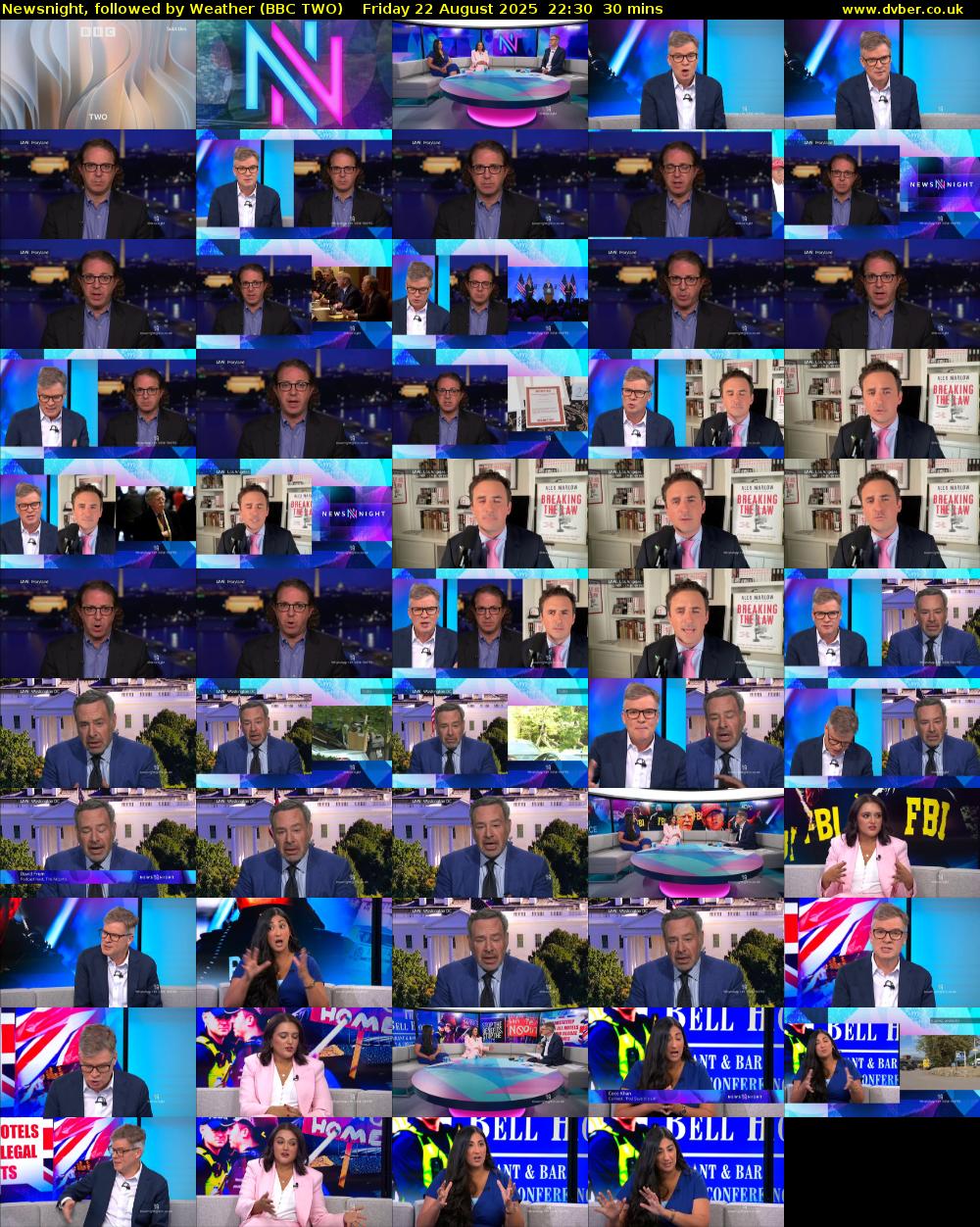 Newsnight, followed by Weather (BBC TWO) Friday 22 August 2025 22:30 - 23:00