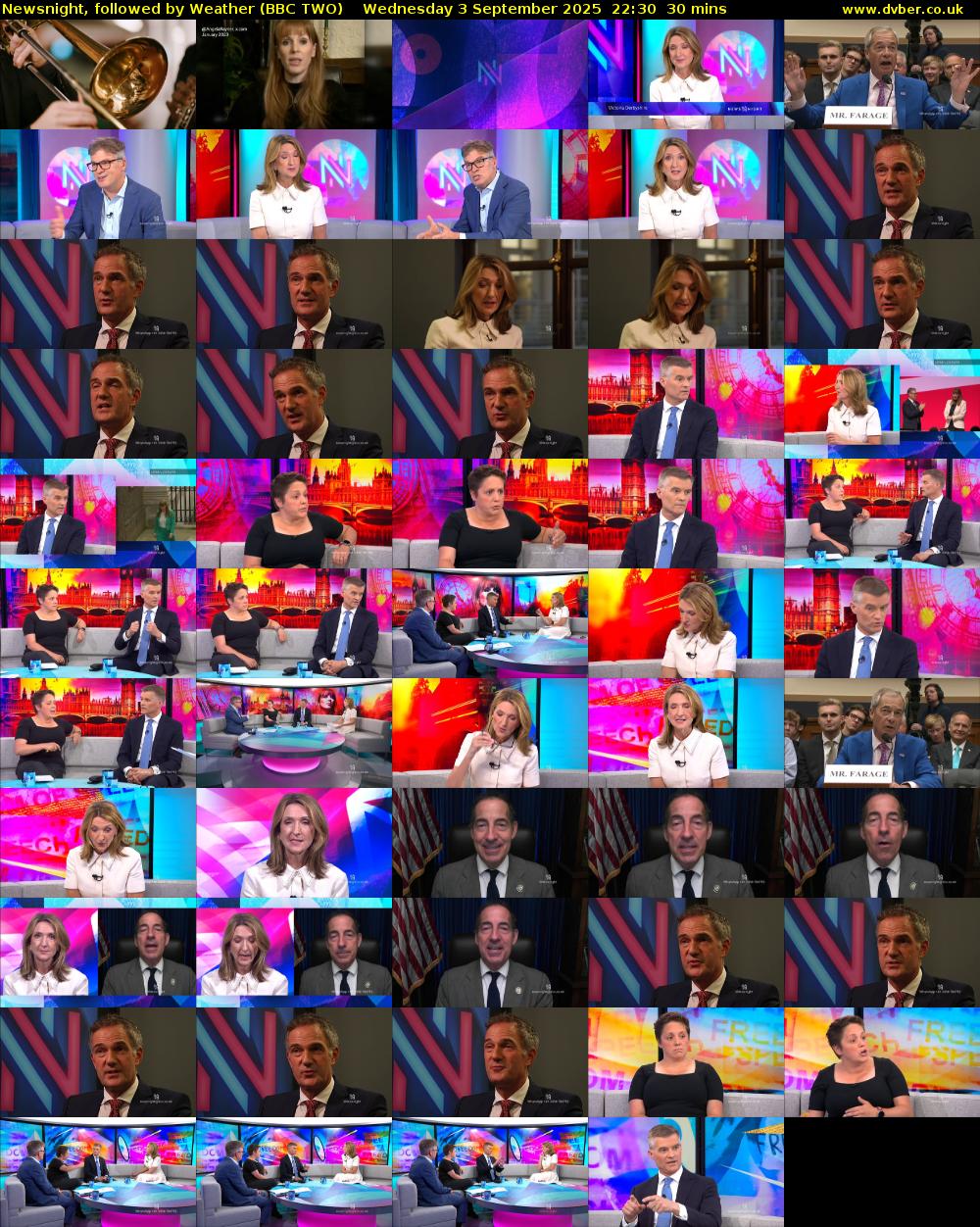 Newsnight, followed by Weather (BBC TWO) Wednesday 3 September 2025 22:30 - 23:00