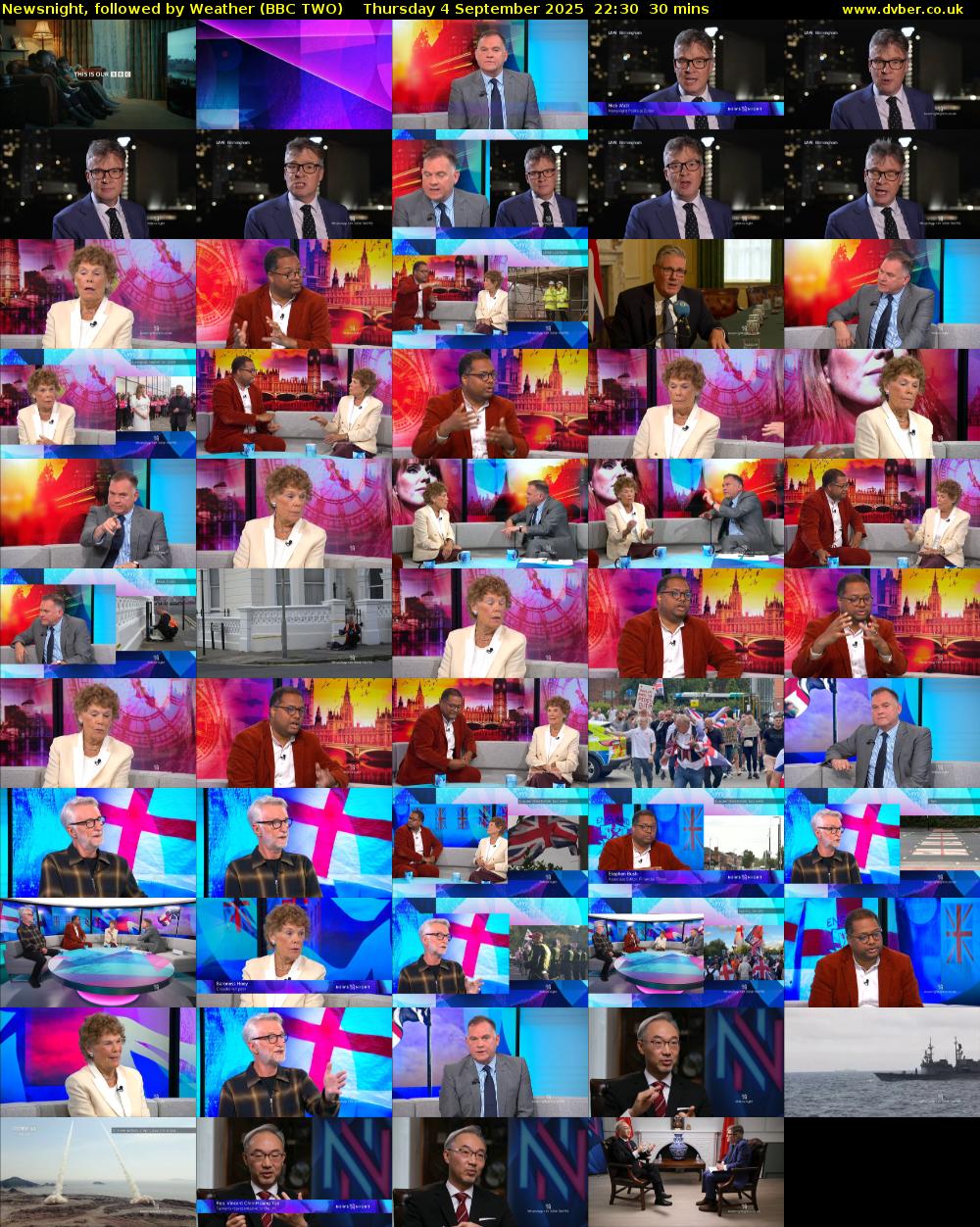 Newsnight, followed by Weather (BBC TWO) Thursday 4 September 2025 22:30 - 23:00