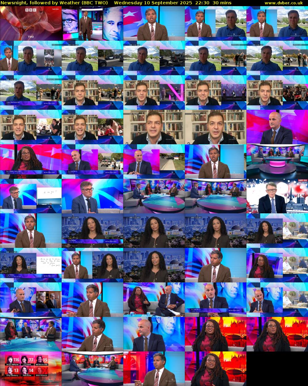 Newsnight, followed by Weather (BBC TWO) Wednesday 10 September 2025 22:30 - 23:00