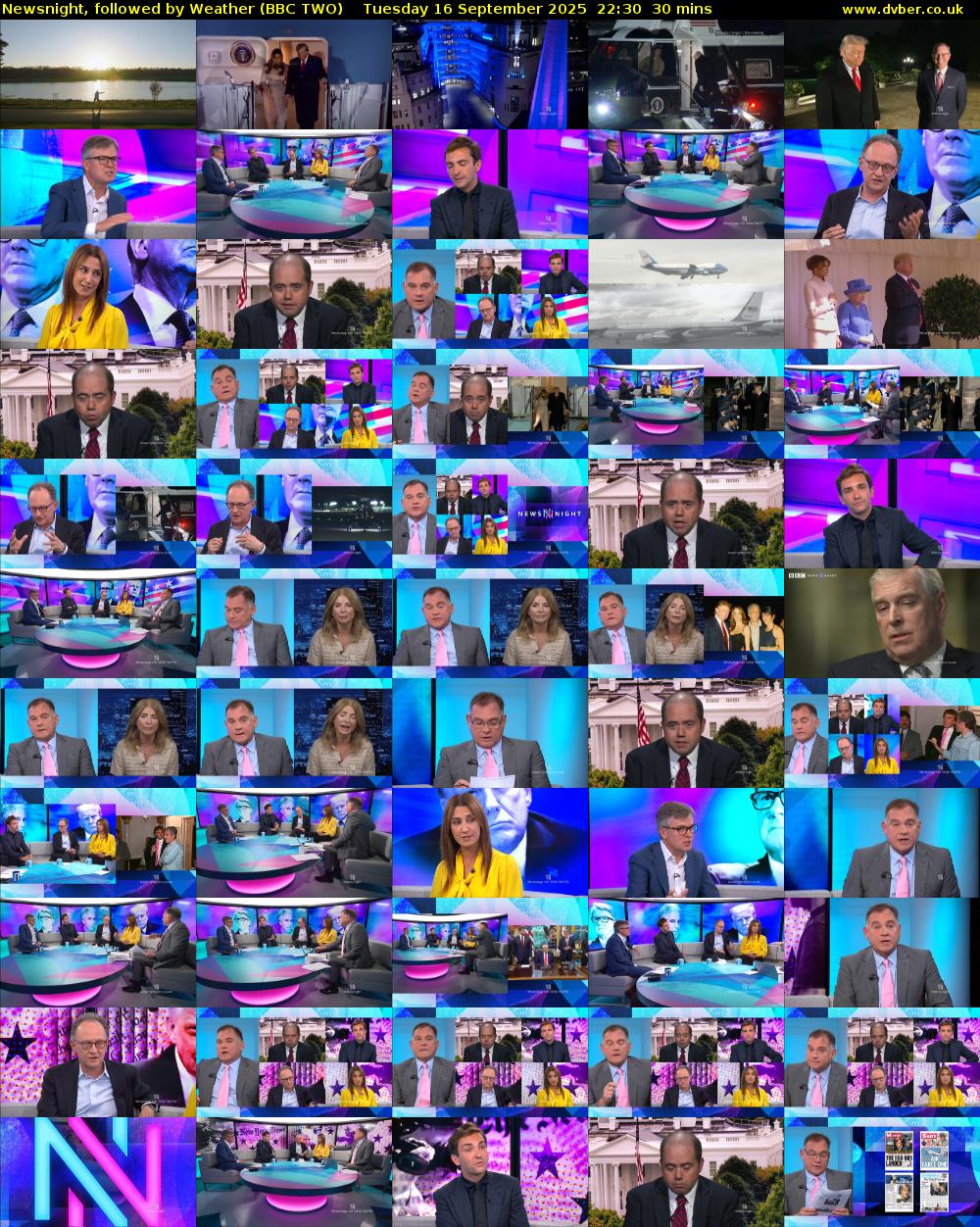 Newsnight, followed by Weather (BBC TWO) Tuesday 16 September 2025 22:30 - 23:00