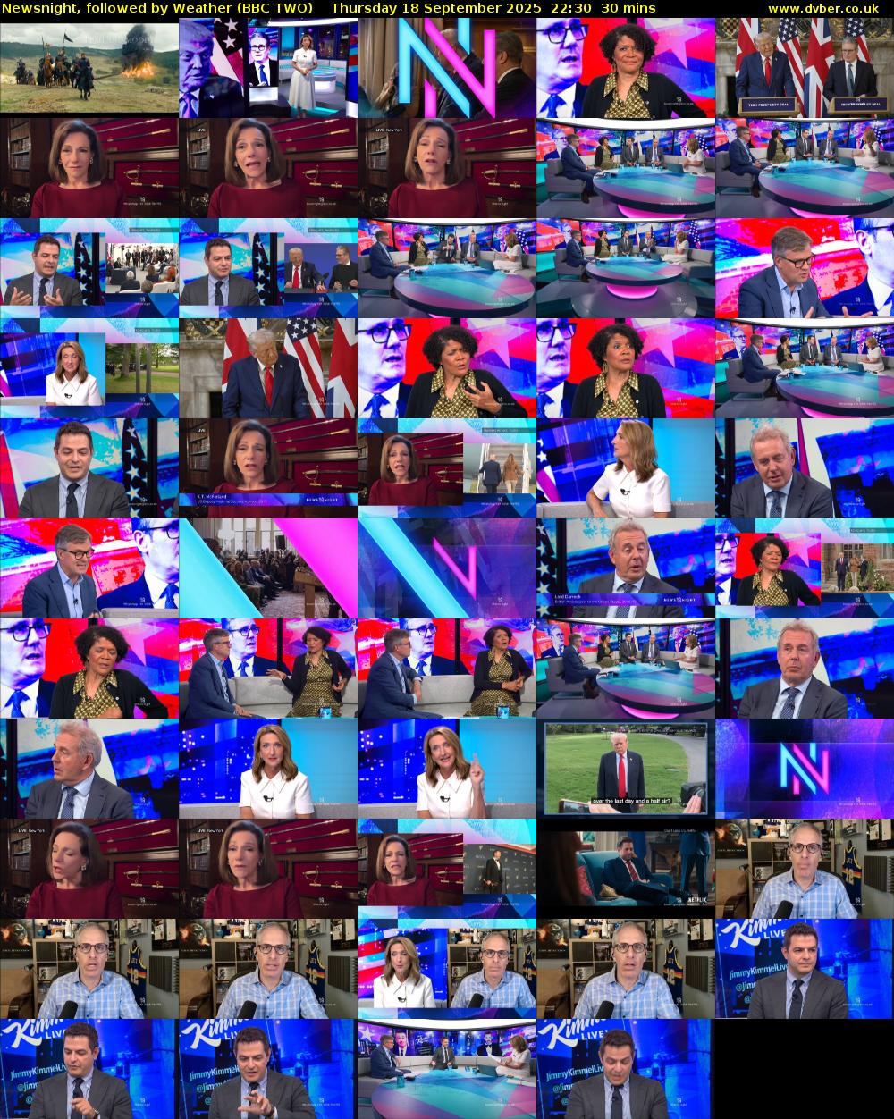 Newsnight, followed by Weather (BBC TWO) Thursday 18 September 2025 22:30 - 23:00