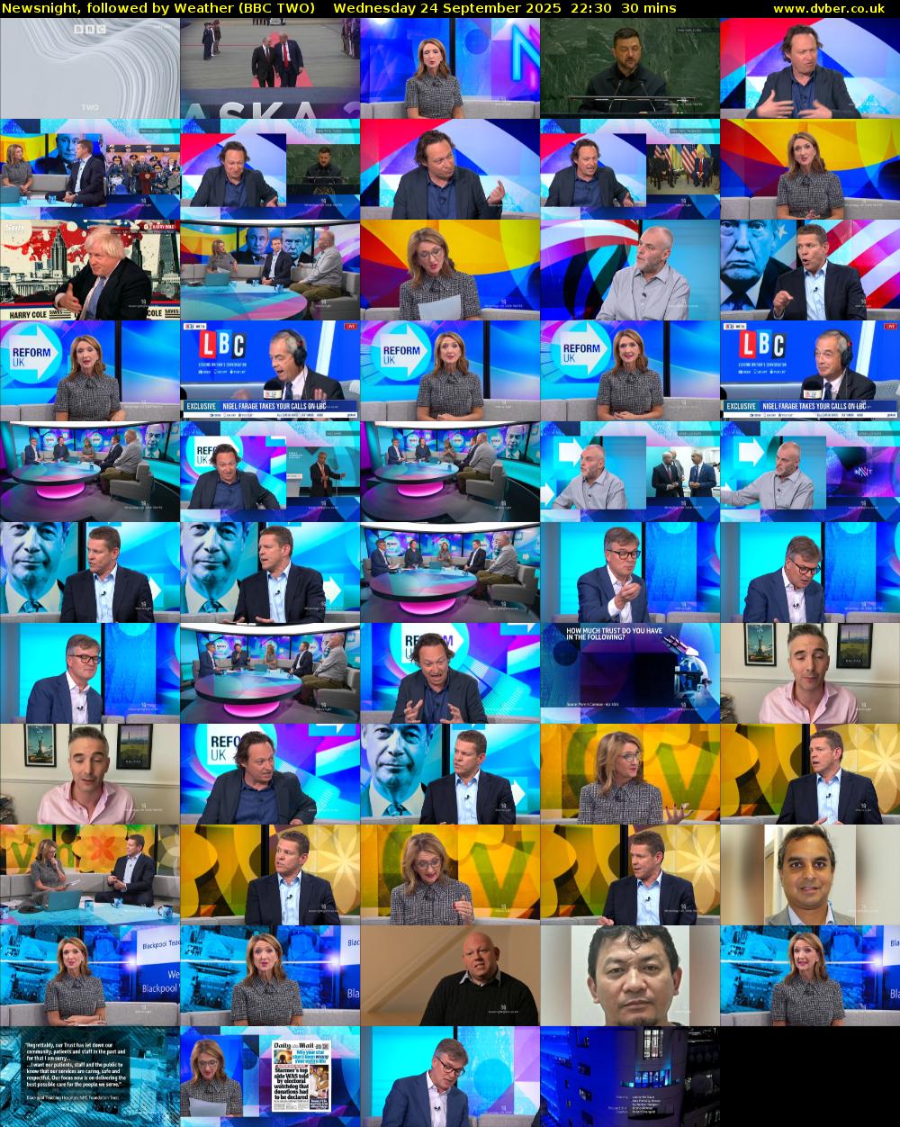 Newsnight, followed by Weather (BBC TWO) Wednesday 24 September 2025 22:30 - 23:00
