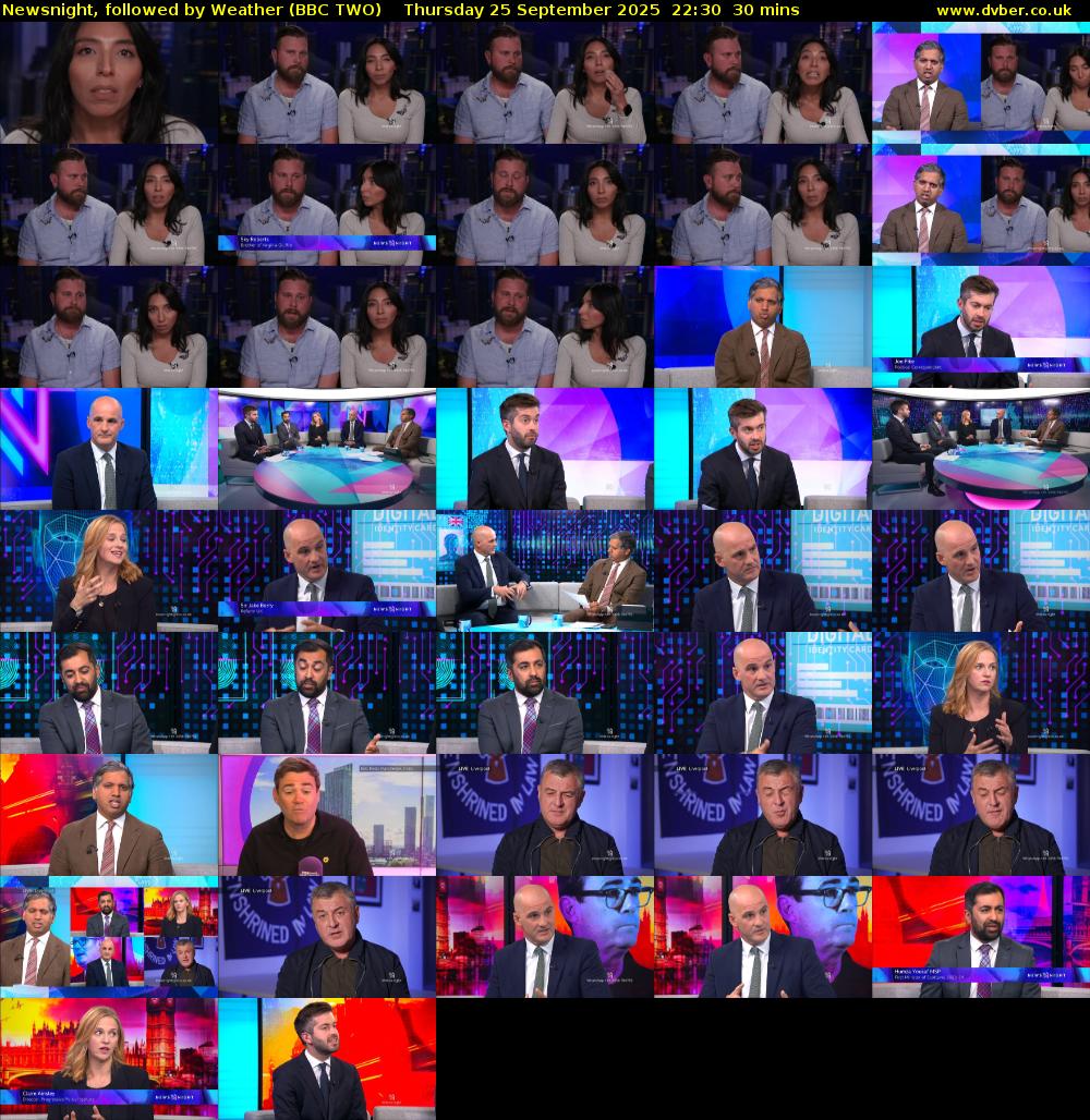 Newsnight, followed by Weather (BBC TWO) Thursday 25 September 2025 22:30 - 23:00