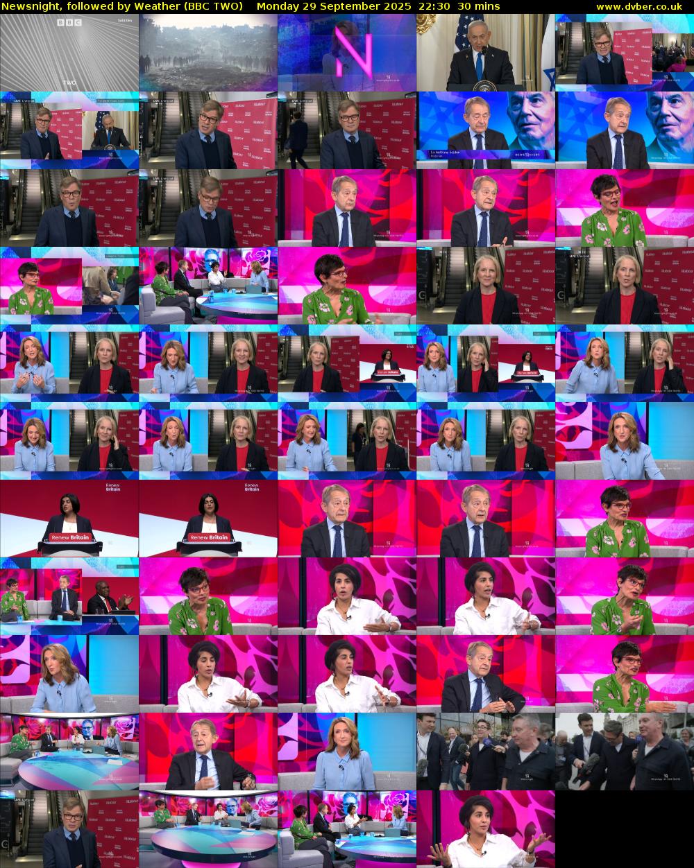 Newsnight, followed by Weather (BBC TWO) Monday 29 September 2025 22:30 - 23:00