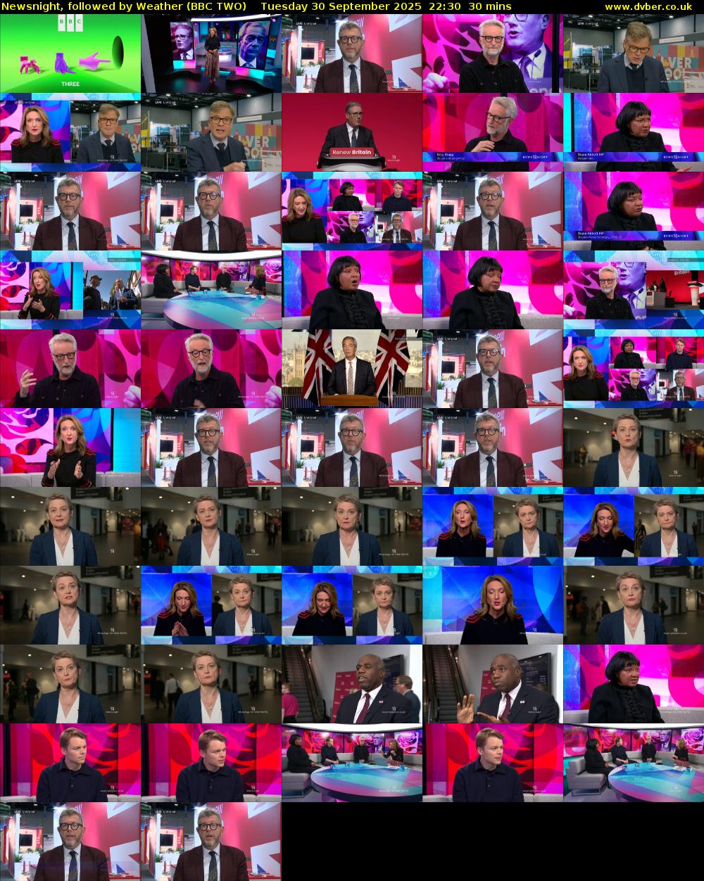 Newsnight, followed by Weather (BBC TWO) Tuesday 30 September 2025 22:30 - 23:00