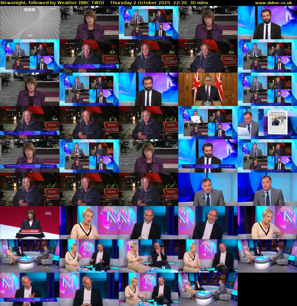 Newsnight, followed by Weather (BBC TWO) Thursday 2 October 2025 22:30 - 23:00