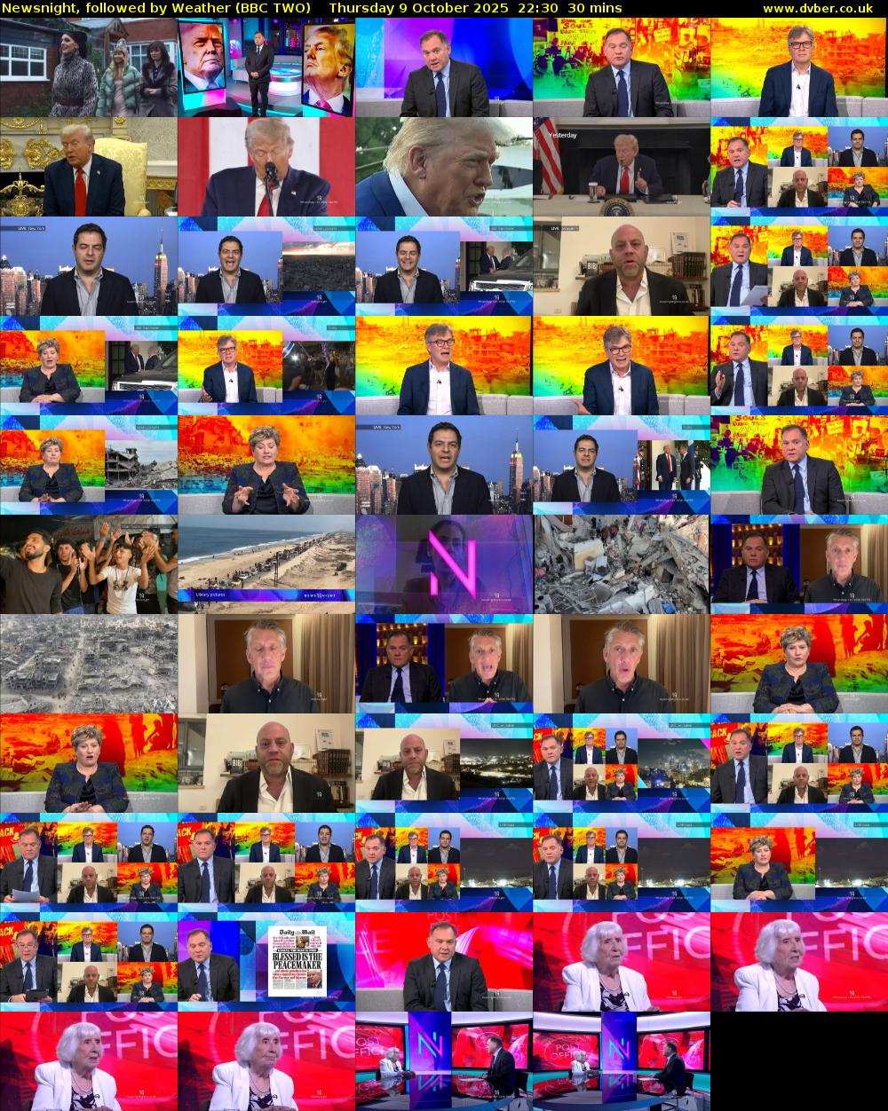 Newsnight, followed by Weather (BBC TWO) Thursday 9 October 2025 22:30 - 23:00