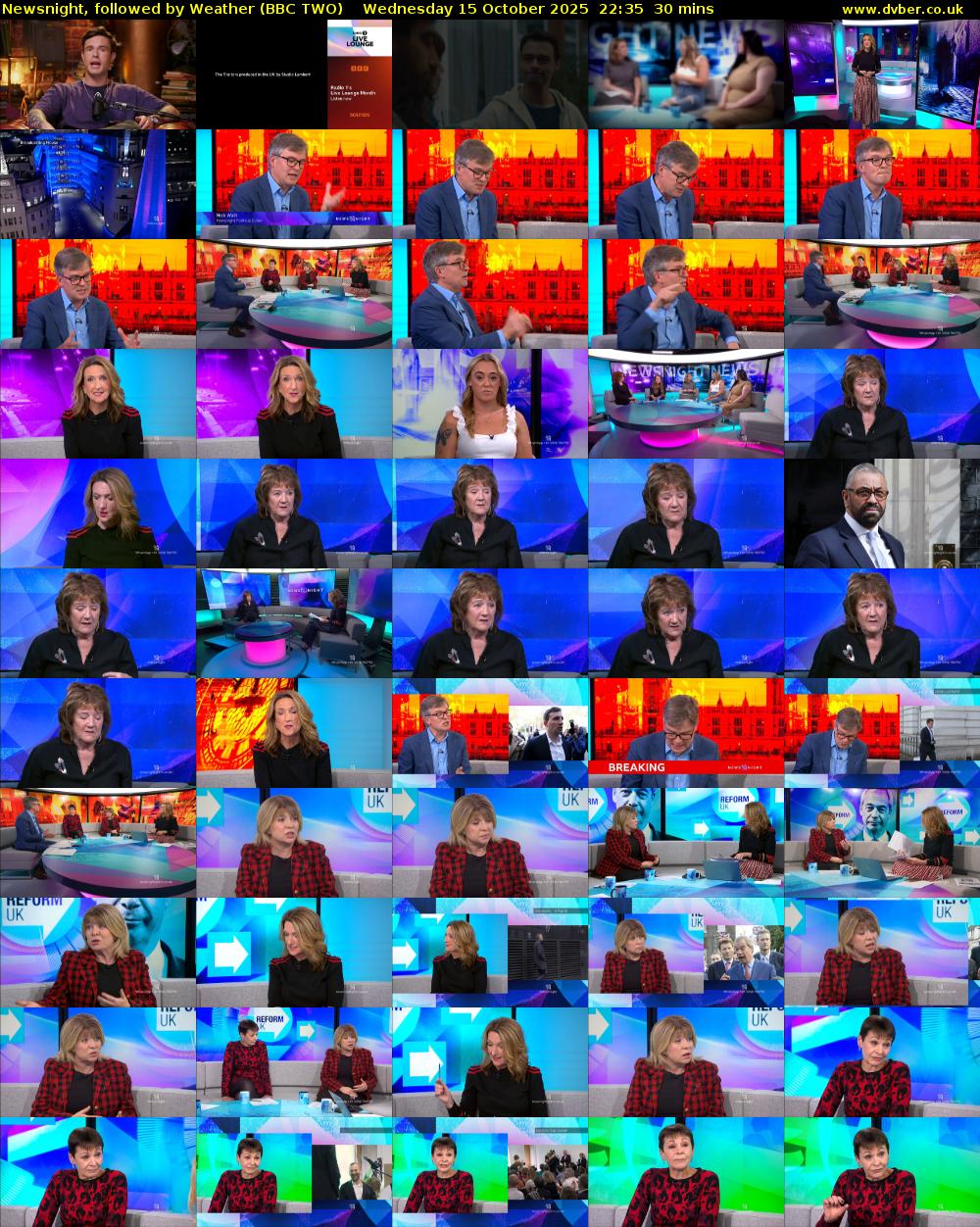 Newsnight, followed by Weather (BBC TWO) Wednesday 15 October 2025 22:35 - 23:05