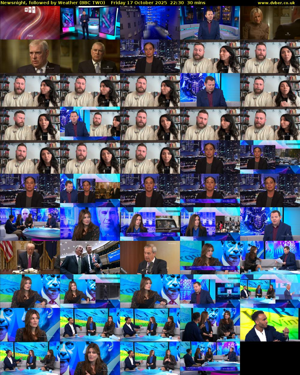 Newsnight, followed by Weather (BBC TWO) Friday 17 October 2025 22:30 - 23:00