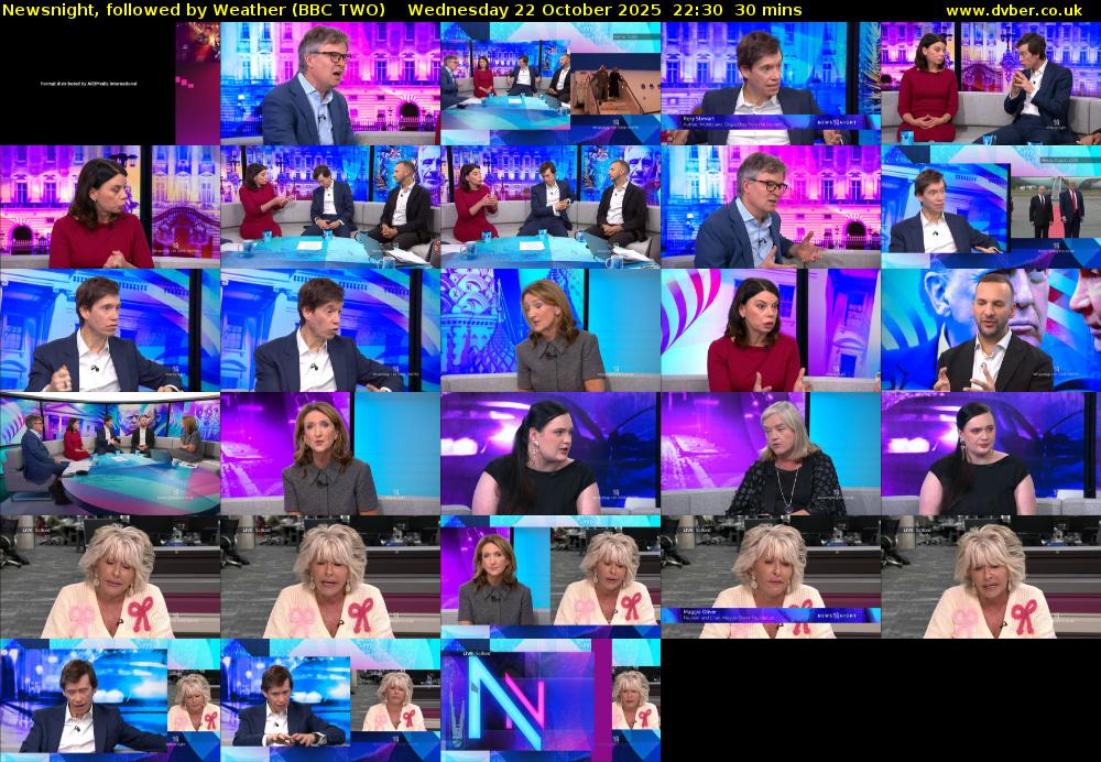 Newsnight, followed by Weather (BBC TWO) Wednesday 22 October 2025 22:30 - 23:00