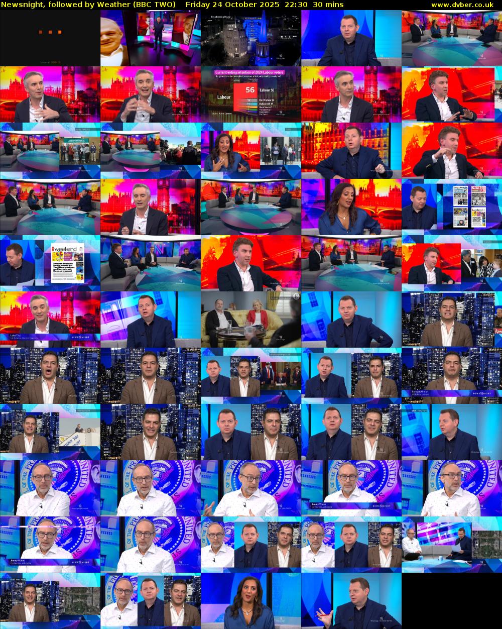 Newsnight, followed by Weather (BBC TWO) Friday 24 October 2025 22:30 - 23:00