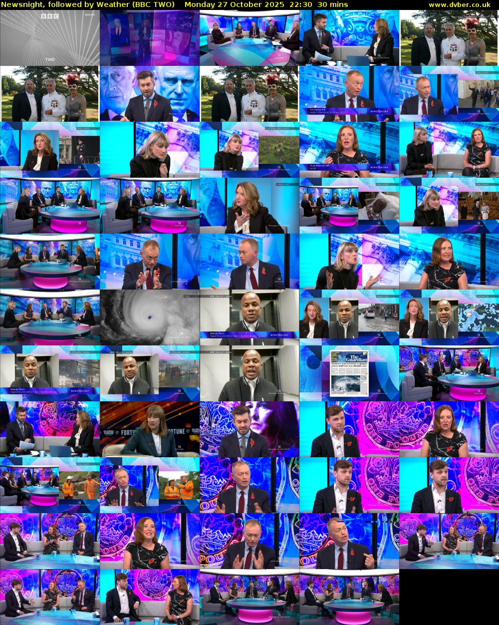 Newsnight, followed by Weather (BBC TWO) Monday 27 October 2025 22:30 - 23:00