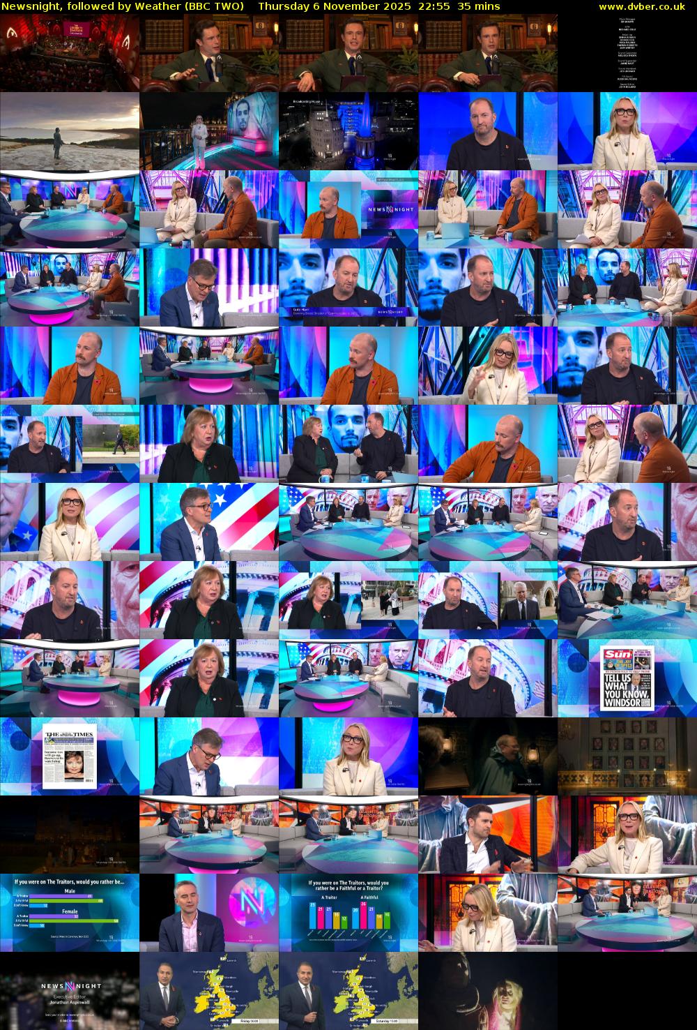 Newsnight, followed by Weather (BBC TWO) Thursday 6 November 2025 22:55 - 23:30