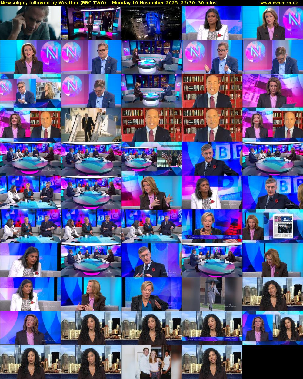 Newsnight, followed by Weather (BBC TWO) Monday 10 November 2025 22:30 - 23:00