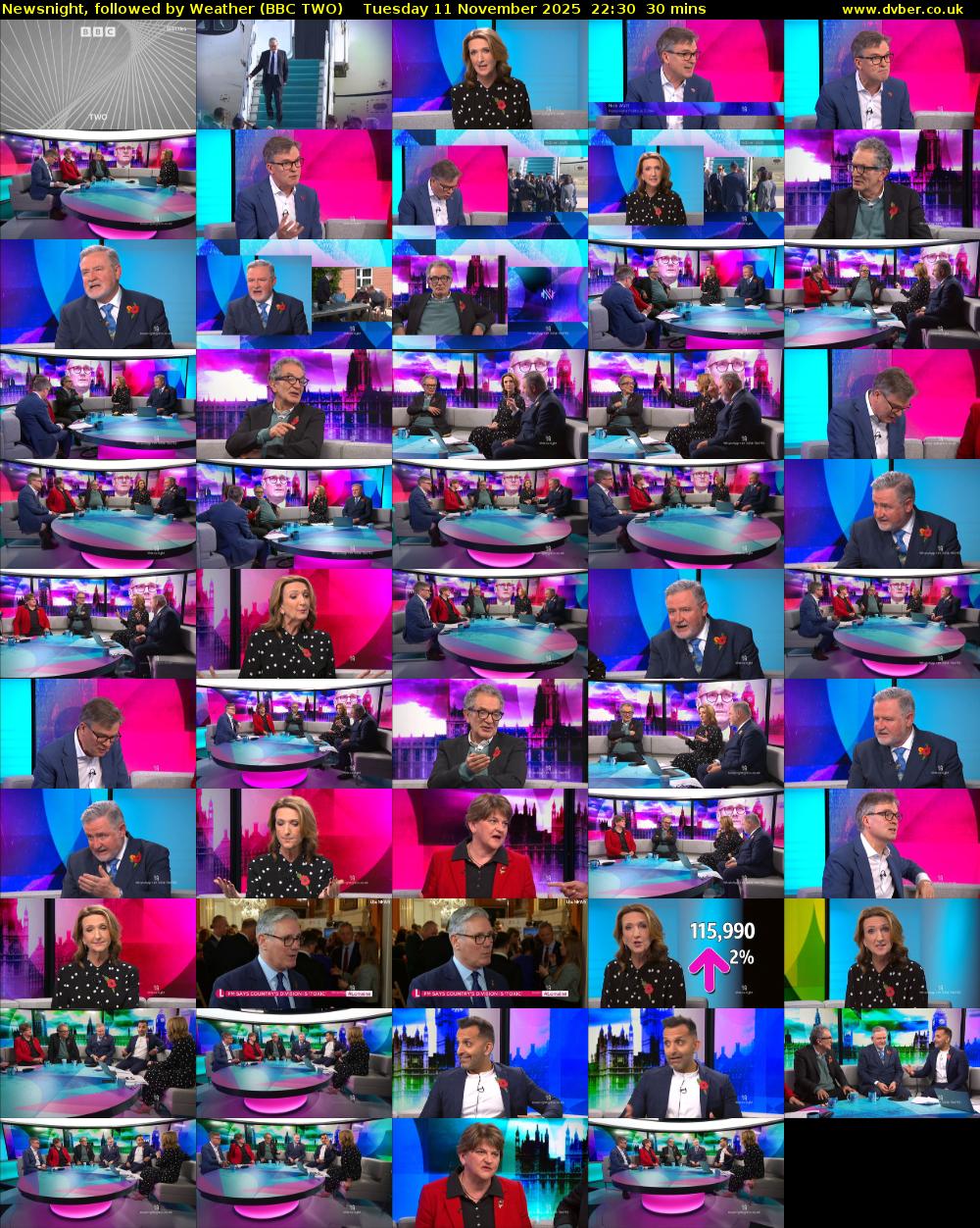 Newsnight, followed by Weather (BBC TWO) Tuesday 11 November 2025 22:30 - 23:00