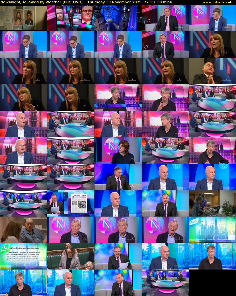 Newsnight, followed by Weather (BBC TWO) Thursday 13 November 2025 22:30 - 23:00