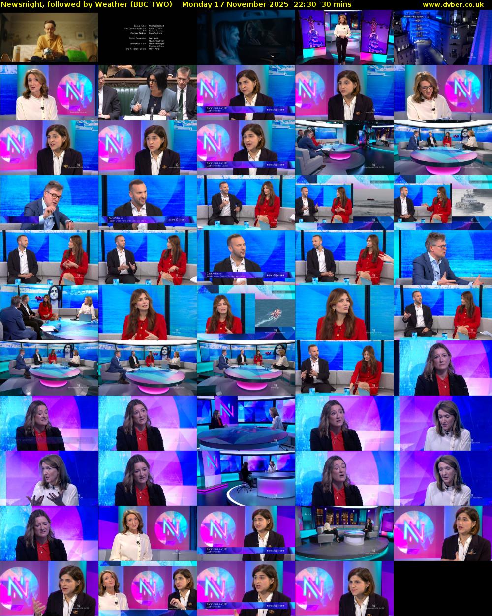 Newsnight, followed by Weather (BBC TWO) Monday 17 November 2025 22:30 - 23:00