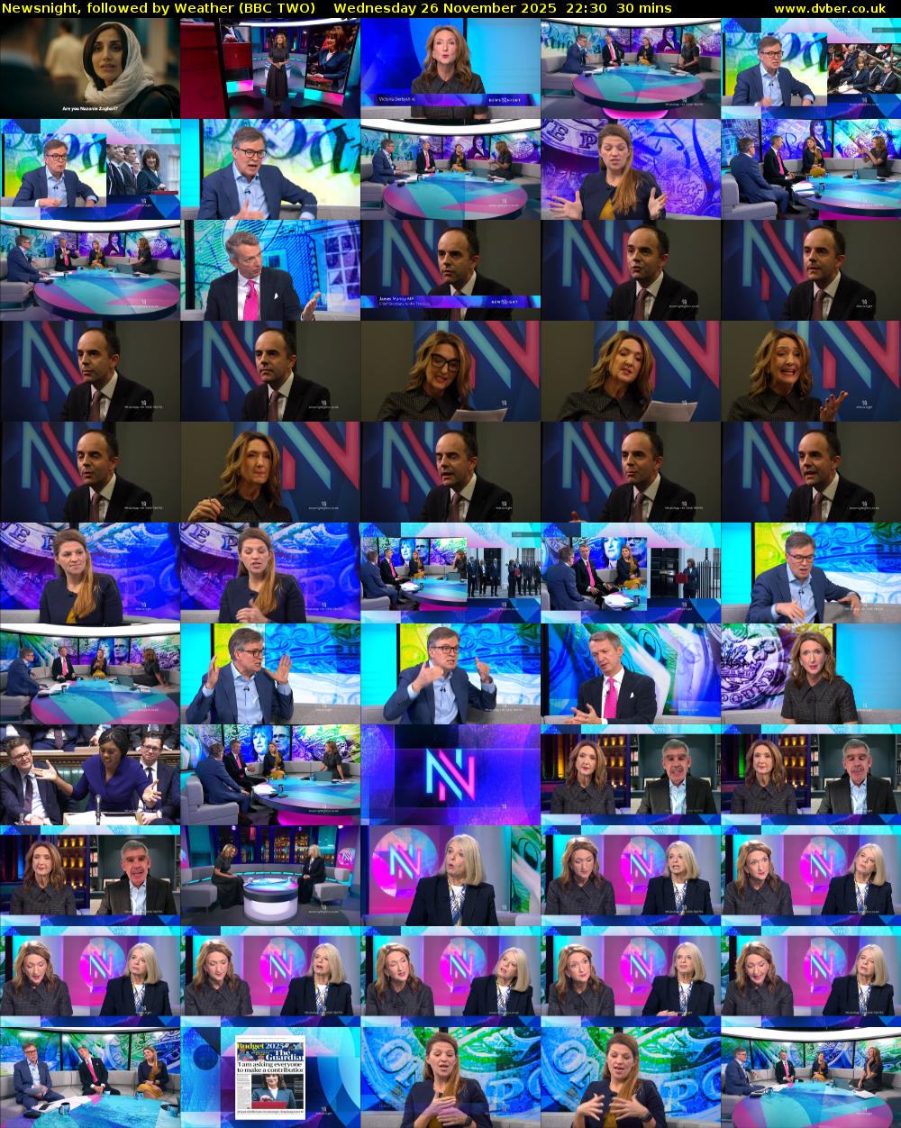 Newsnight, followed by Weather (BBC TWO) Wednesday 26 November 2025 22:30 - 23:00